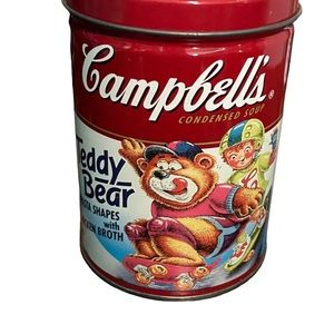 CAMPBELL`S SOUP TIN CAN MONEY BANK TEDDY BEAR SKATEBOARD CAMPBELL BABIES